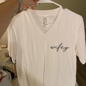 White wifey vneck